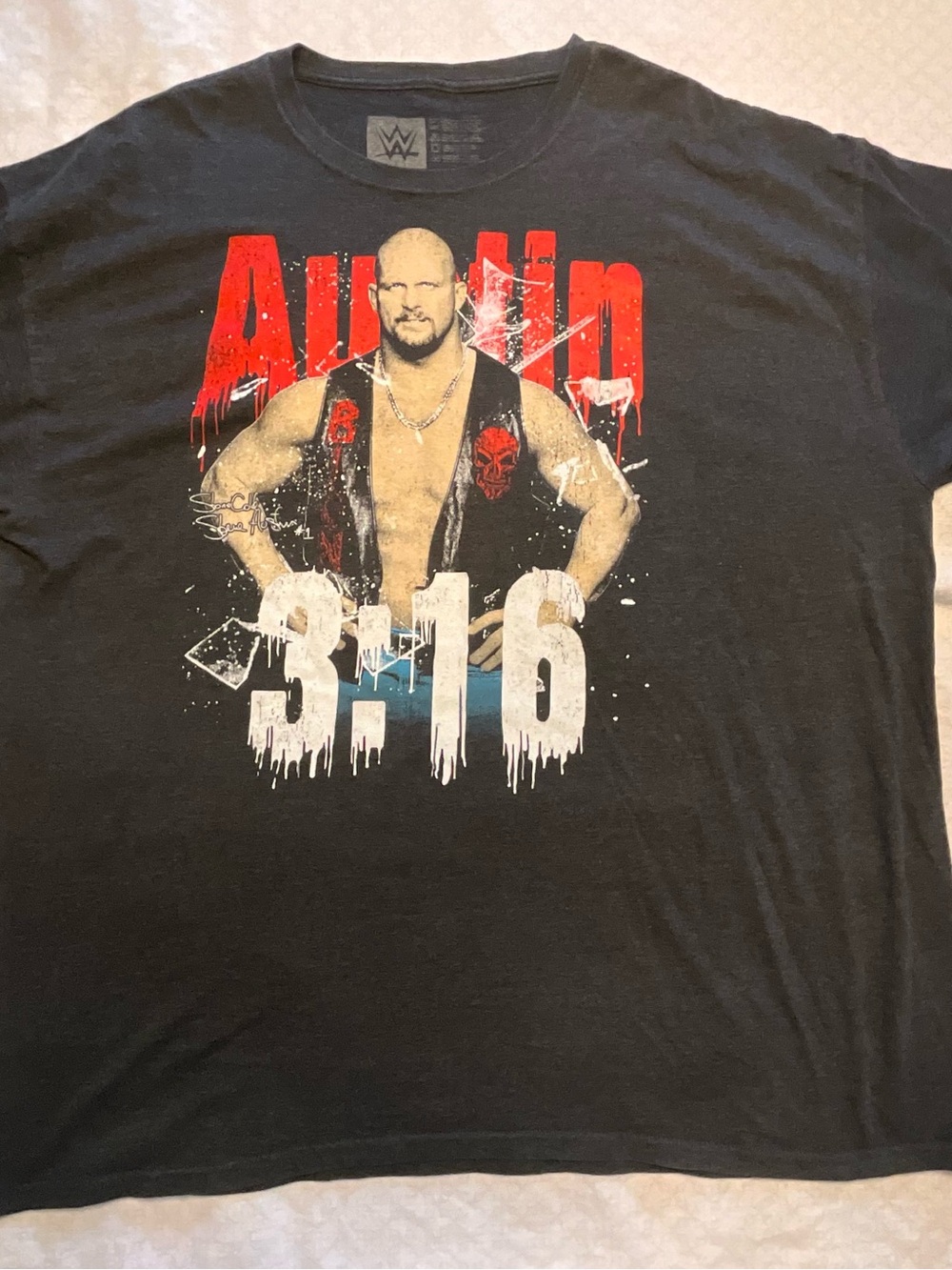 WWE Black Stone Cold 3:16 Graphic Tee with Red Accents